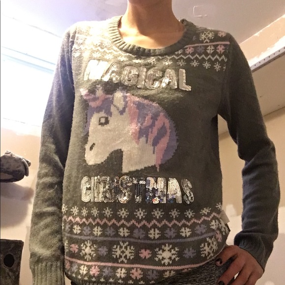 UNICORN CHRISTMAS GREY SWEATER - Picture 3 of 3